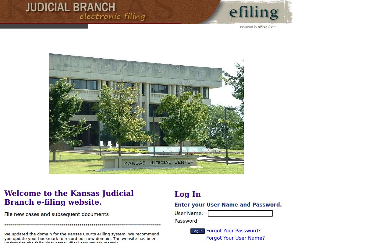 Kansas Judicial Branch eFlex filing portal login