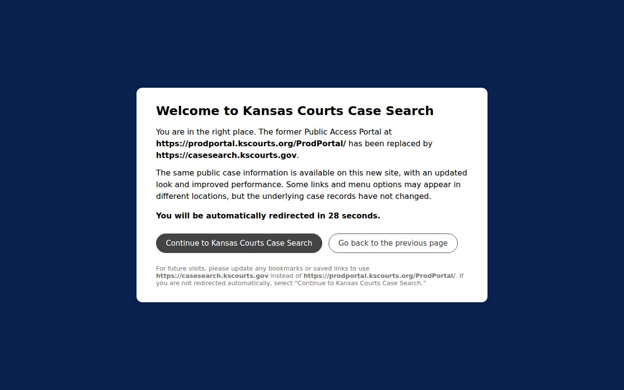 Kansas public case search portal fields for a Cowley County case search