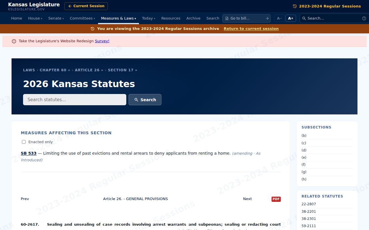 Kansas sealing rules affecting Cowley County civil court dockets