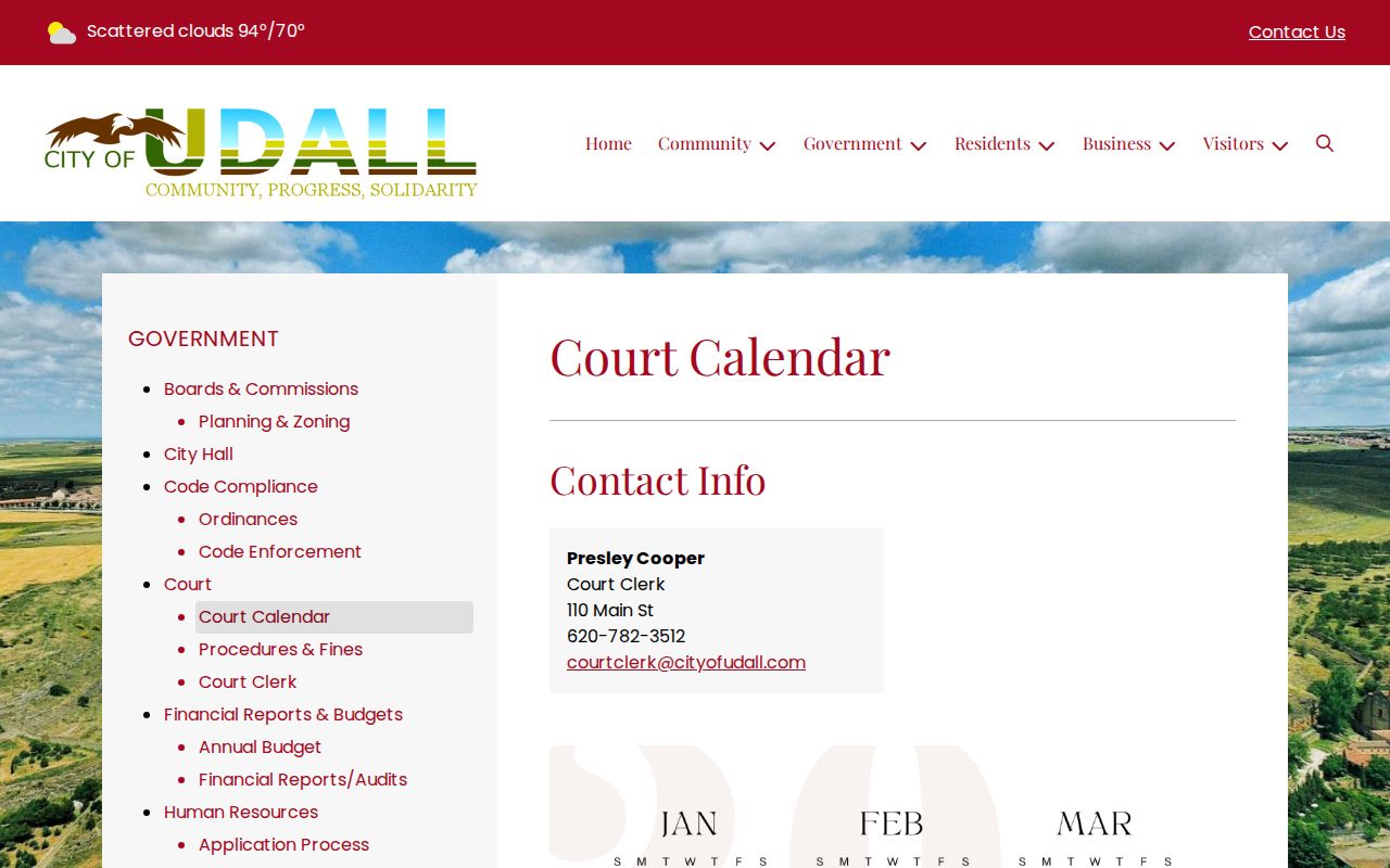 Official 2026 Udall Municipal Court calendar