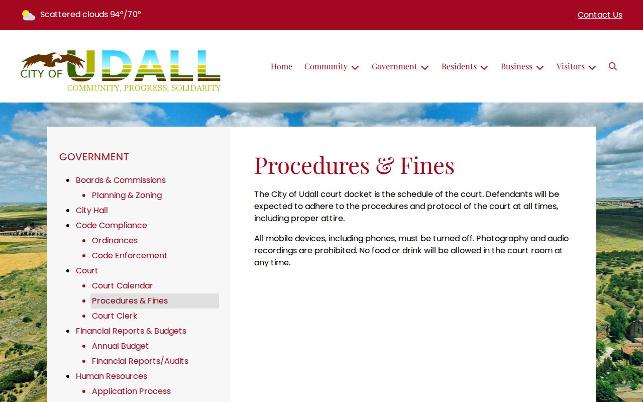 Udall Municipal Court procedures attire and device rules