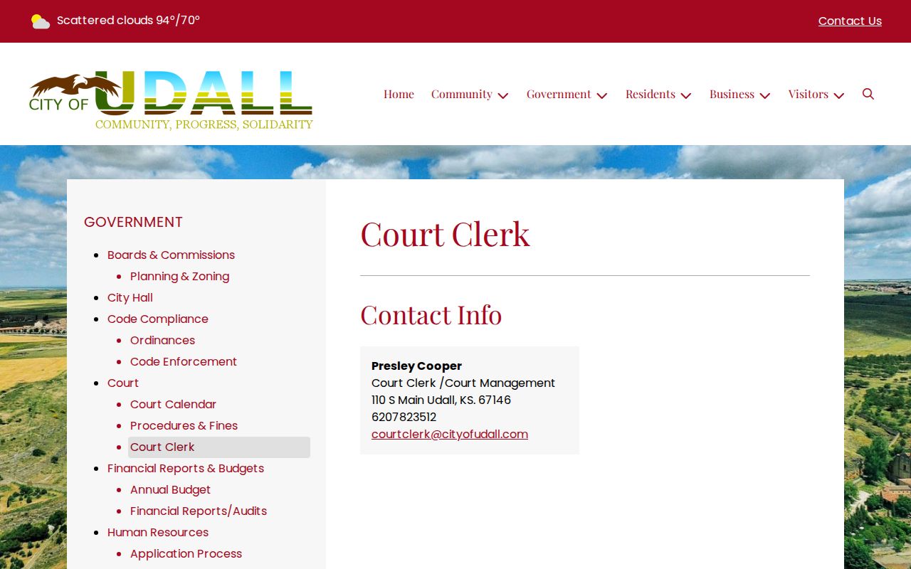Udall court clerk and court management contact information
