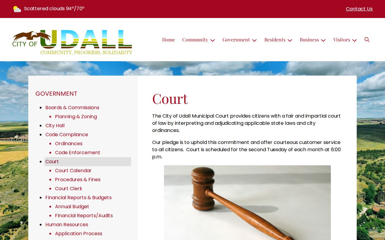 Official Udall Municipal Court schedule and purpose